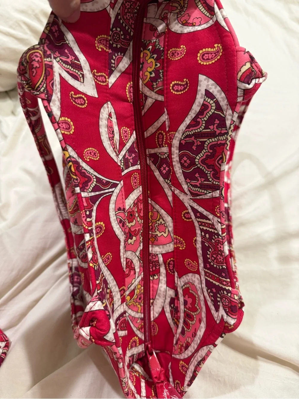 Vera Bradley Pink Paisley Quilted Tote Bag & Matching Zip Cosmetic Pouch Set